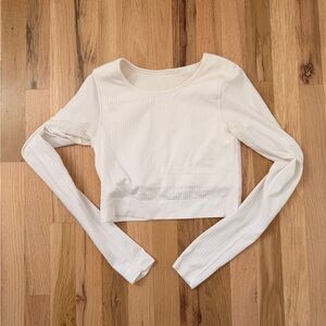 White Lululemon Long Sleeve Ribbed Crop Top